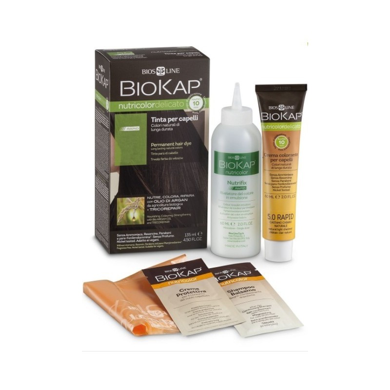 Bios Line Biokap Nutricolor Delicato Rapid 5,05 Castano Nocciola Tinta Tubo+flacone 135 Ml Biosline