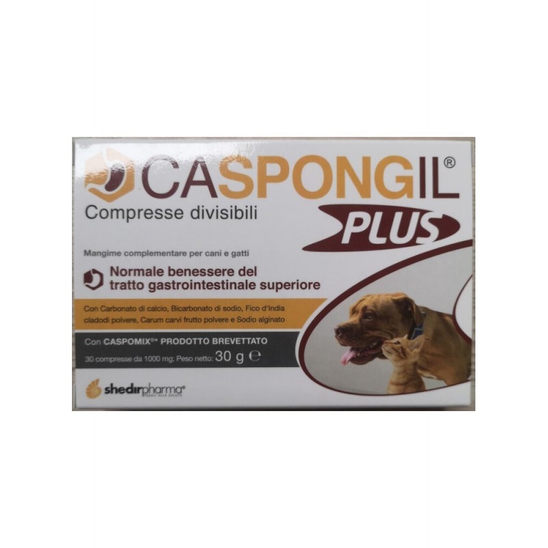 Caspongil Plus Integratore per benessere gastrointestinale di cani e gatti 30 compresse