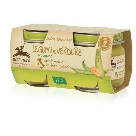 Alce Nero Omogeneizzato Legumi E Verdure Baby Food Bio 2 X 80 G