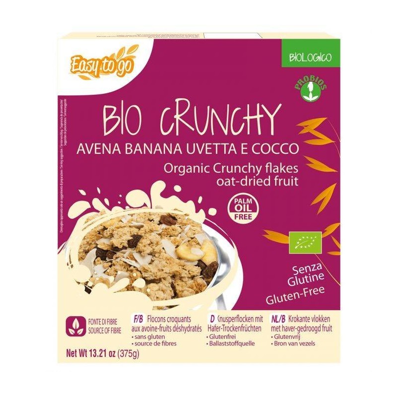 Probios Societa' Benefit Easy To Go Bio Crunchy Avena Banana Uvetta E Cocco 375 G