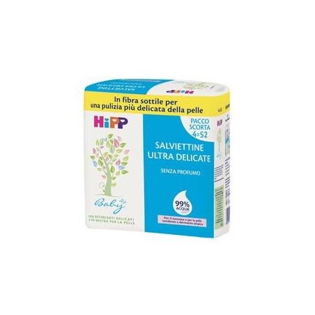 Hipp Italia Hipp Salviette Ultra Delicate 99% Acqua Multipack 4x52 Pezzi