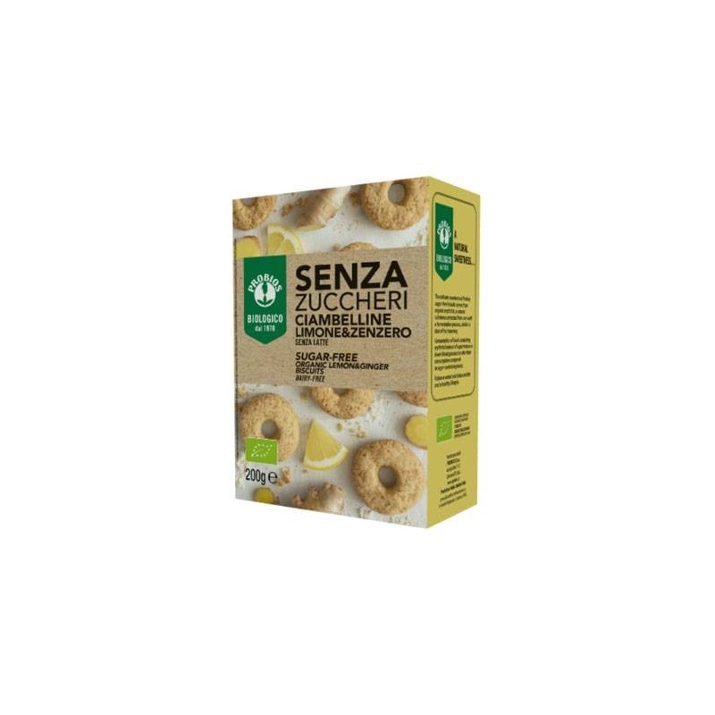 Probios Societa' Benefit Ciambelline Limone/zenzero Senza Zucchero 200 G