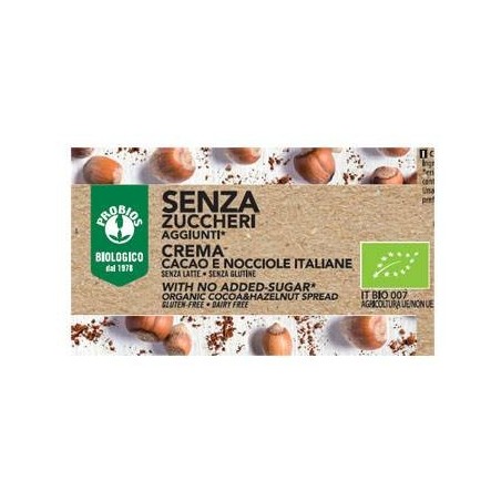 Probios Societa' Benefit Crema Spalmabile Cacao/nocciole Senza Zuccheri Aggiunti 200 G