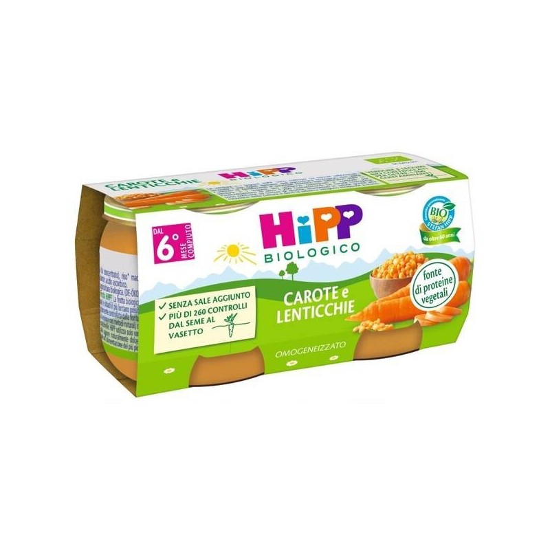 Hipp Italia Hipp Bio Omogeneizzato Carote/lenticchie 2x80 G