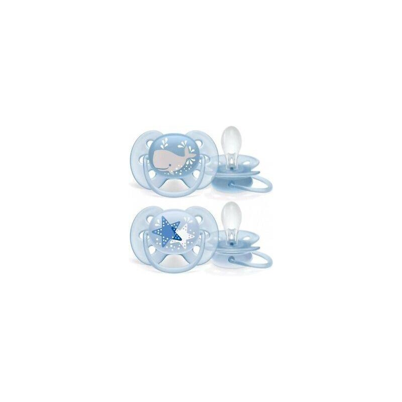 Philips Avent Ultra Soft Succhietto Whale/star Maschio 6-18 Mesi Old Scf222/22 2 Pezzi