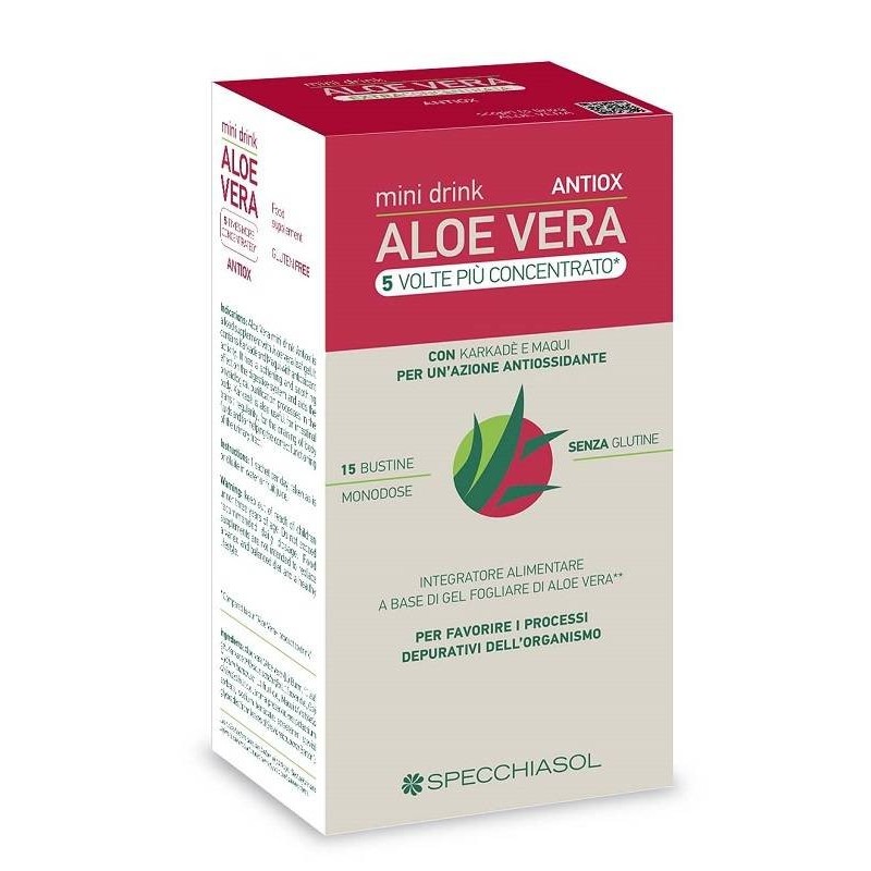 Specchiasol Aloe Vera Antiox Mini Drink 5 Volte Piu' Concentrato 15 Bustine Da 10 Ml