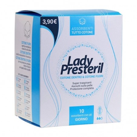 Corman Lady Presteril Assorbenti Giorno Con Ali Ripiegati Biodegradabili 10 Pezzi