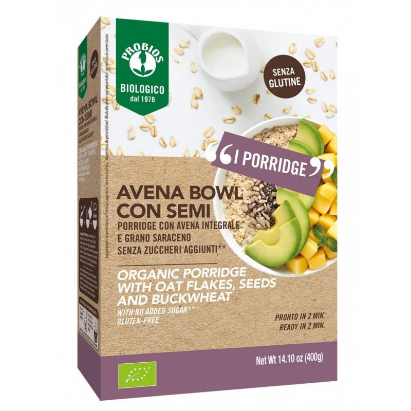 Probios Societa' Benefit Probios Bio Avena Bowl Semi Piu' Porridge Con Avena Integrale E Grano Saraceno 400 G