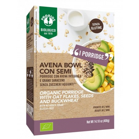 Probios Societa' Benefit Probios Bio Avena Bowl Semi Piu' Porridge Con Avena Integrale E Grano Saraceno 400 G