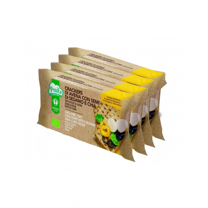 Probios Societa' Benefit Panito Crackers Di Avena Con Semi Di Sesamo E Chia Bio 4 Pezzi Da 35 G