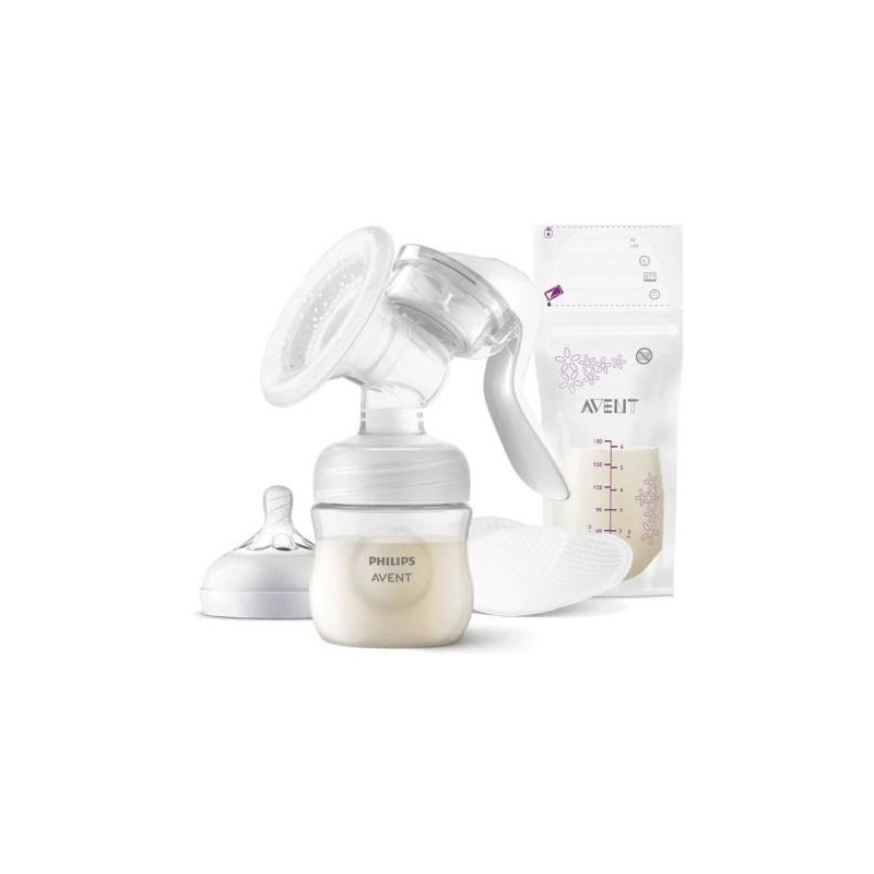 Philips Avent Tiralatte Manuale Natural + 4 Coppette Assorbilatte E 5 Sacchetti Conserva Latte