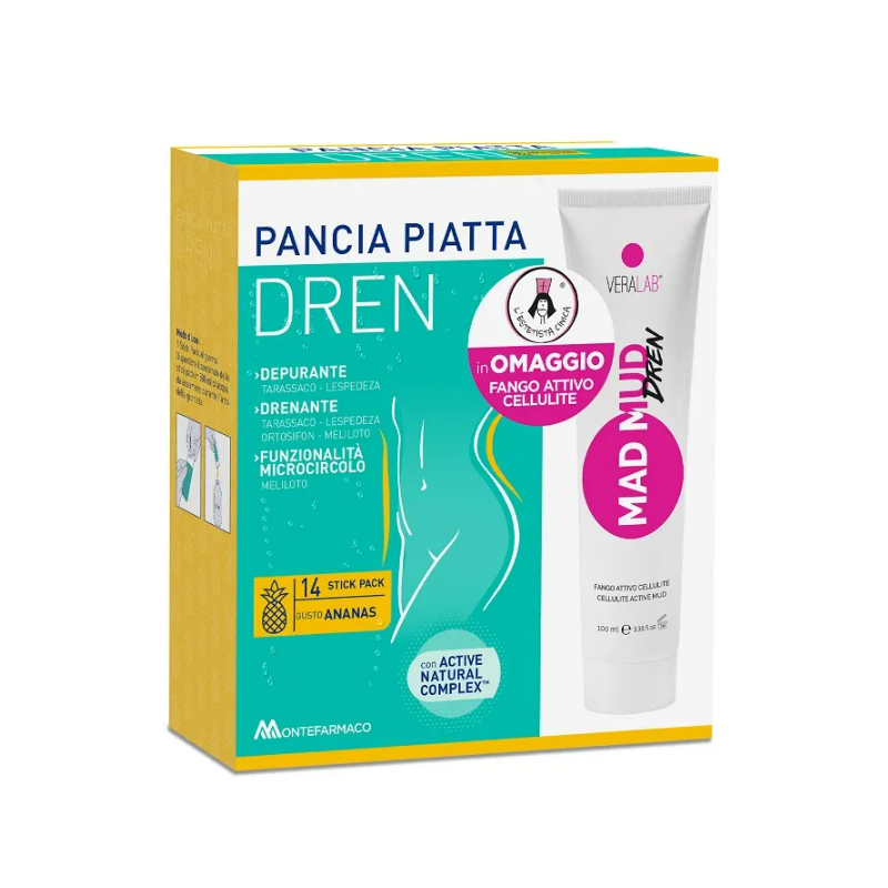 Montefarmaco Otc Pancia Piatta Dren Ananas 14 Bustine Stick Pack + Torba Drenante