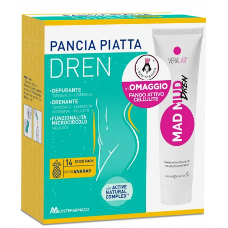 Montefarmaco Otc Pancia Piatta Dren Ananas 14 Bustine Stick Pack + Torba Drenante