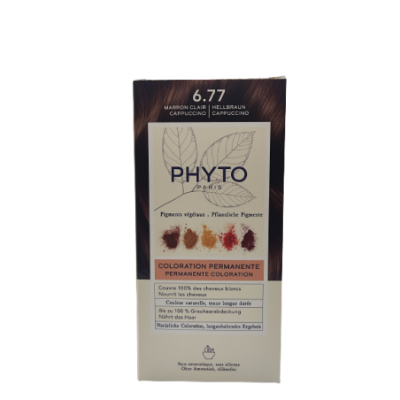 Phyto Color Kit 6,77 Marrone Chiaro Cappuccino 1 Latte 50 Ml + 1 Crema 50 Ml + 1 Maschera 12 Ml