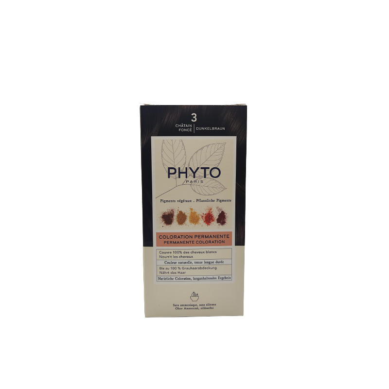 Phyto Color Kit 3 Castano Scuro 1 Latte 50 Ml + 1 Crema 50 Ml + 1 Maschera 12 Ml