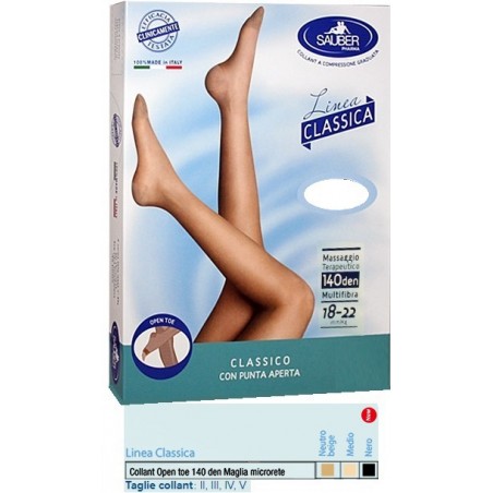 Desa Pharma Sauber Collant Open Toe Maglia Microrete 140 Den Colore Medio 5 Linea Classica