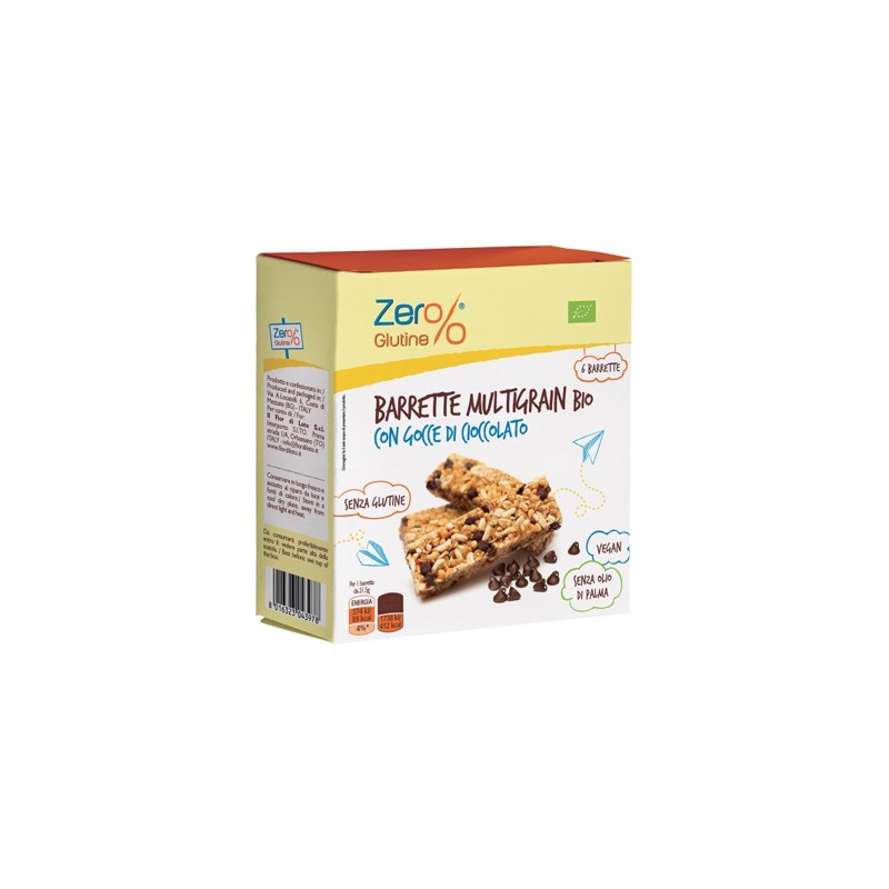 Biotobio Zero% Glutine Barrette Multigrain Con Gocce Di Cioccolato 6 X 21,5 G