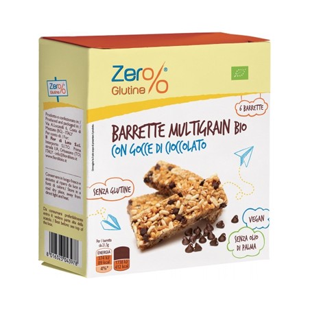 Biotobio Zero% Glutine Barrette Multigrain Con Gocce Di Cioccolato 6 X 21,5 G