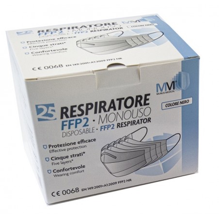 Munus International Munus Medical Respiratore Ffp2 Nr Classe Iii Nero 25 Pezzi