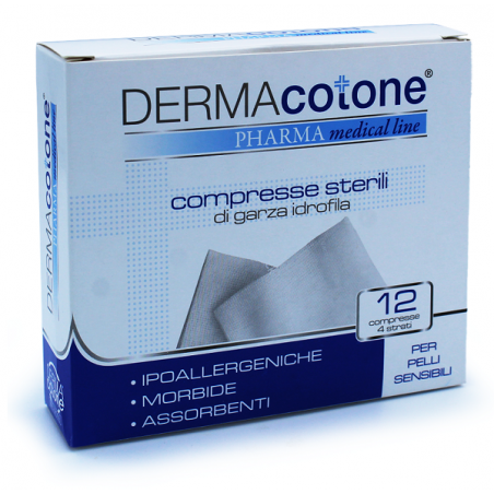 Da. Ma. Distribuzione Garza Idrofila Compressa Dermacotone 4 Strati 7,5x7,5cm 12 Pezzi