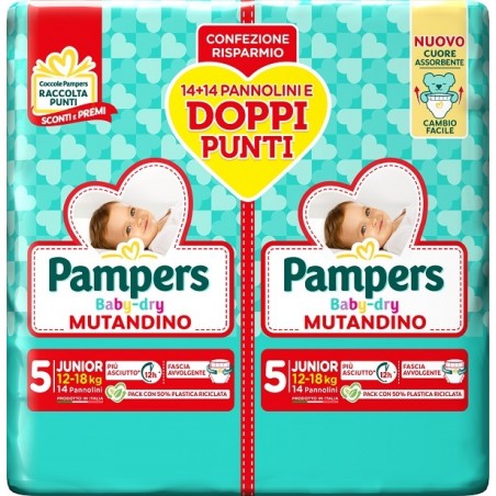 Fater Pampers Baby Dry Pannolino Mutandina Junior Duo Downcount 28 Pezzi