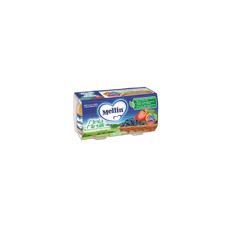 Danone Nutricia Soc. Ben. Mellin Omogeneizzato Mela Mirtillo 100 G 2 Pezzi