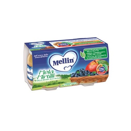 Danone Nutricia Soc. Ben. Mellin Omogeneizzato Mela Mirtillo 100 G 2 Pezzi