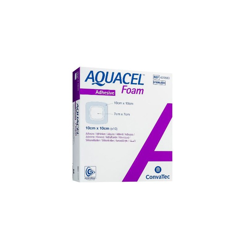 Convatec Italia Medicazione Sterile In Schiuma Di Poliuretano Idrocellulare Aquacel Ag Foam Non Adesiva Assorbente 10x10 Cm 10 P