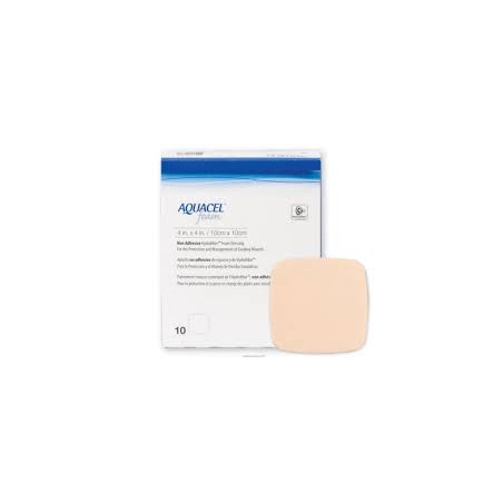 Convatec Italia Medicazione Sterile In Schiuma Di Poliuretano Idrocellulare Aquacel Ag Foam Adesiva Assorbente 10x10 Cm 10 Pezzi