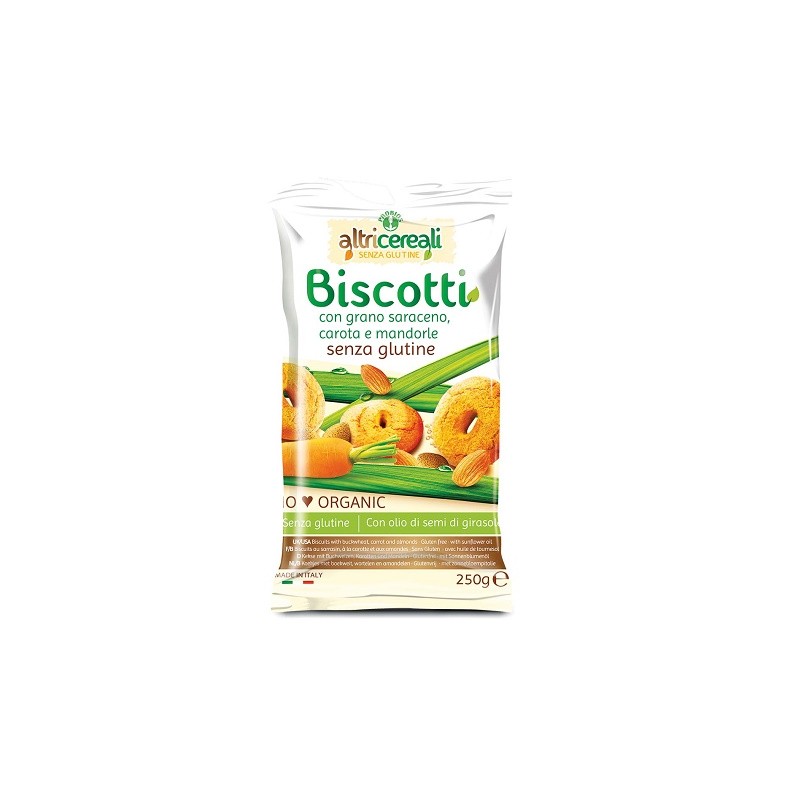 Probios Societa' Benefit Altricereali Biscotti Di Grano Saraceno Con Carota E Mandorle Bio 250 G