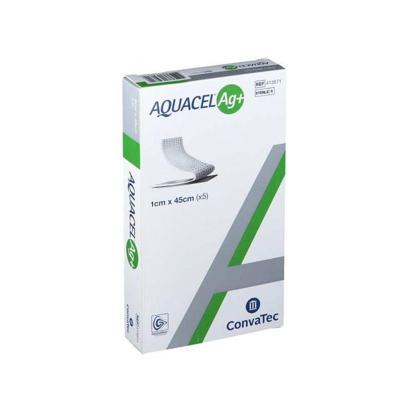 Convatec Medicazione In Hydrofiber E Ioni Argento Intessuta In Lyocell Aquacel Ag + Extra 1x45cm 5 Pezzi