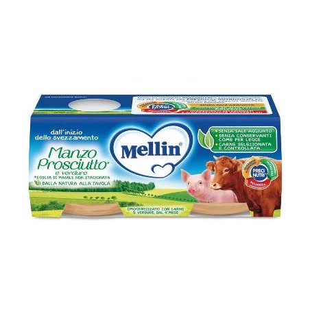 Danone Nutricia Soc. Ben. Mellin Omogeneizzato Manzo Prosciutto Con Verdure 2 Pezzi X 120 G