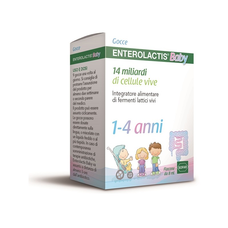 Sofar Enterolactis Baby Gocce 8 Ml 1-4 Anni 14 Miliardi Di Cellule Vive