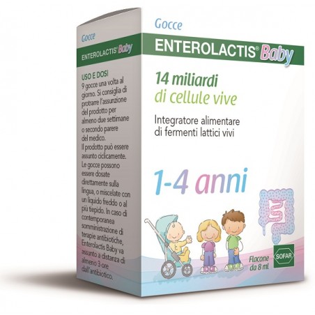 Sofar Enterolactis Baby Gocce 8 Ml 1-4 Anni 14 Miliardi Di Cellule Vive