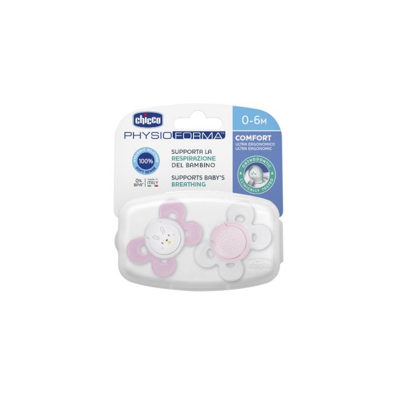 Chicco Succhietto Comfort Girl Silicone 0-6 Mesi 2 Pezzi