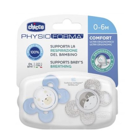 Chicco Succhietto Comfort Boy Silicone 0-6 Mesi 2 Pezzi