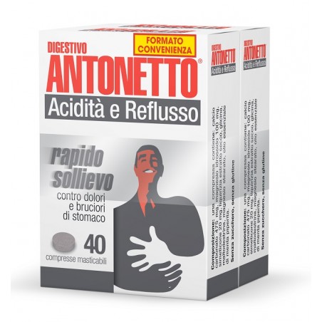 Chiesi Farmaceutici Digestivo Antonetto Acidita' E Reflusso 80 Compresse Masticabili 2 Astucci Da 40 Compresse