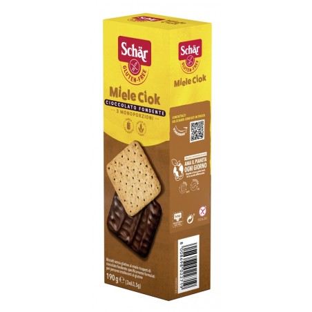 Dr. Schar Schar Miele Ciok Biscotti Al Miele Ricoperti Di Cioccolato Fondente 3 Porzioni Da 63,5 G