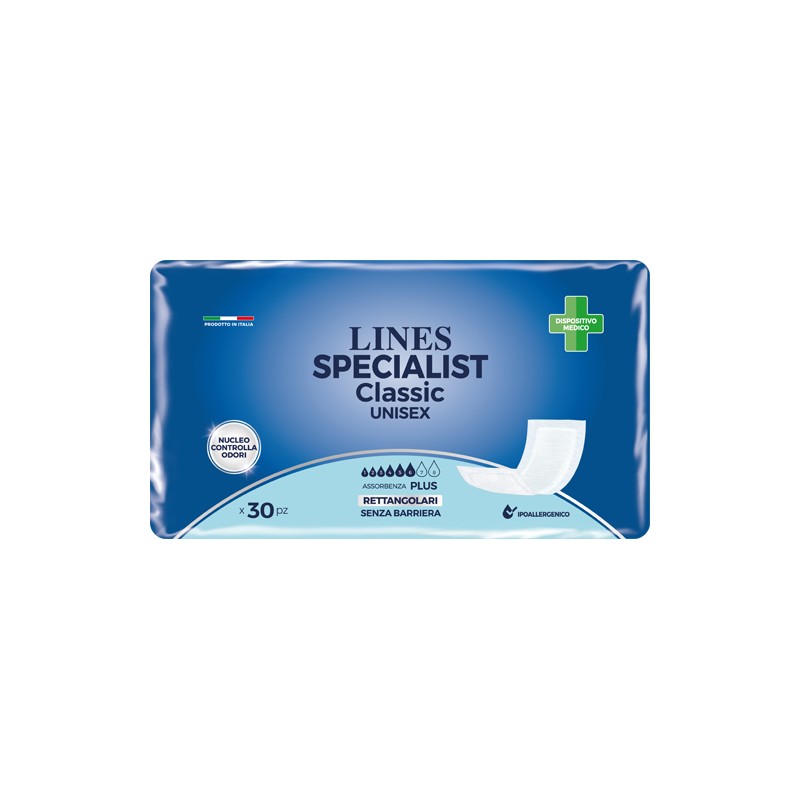 Fater Pannolone Rettangolare Lines Specialist Classic Senza Barriera 30 Pezzi