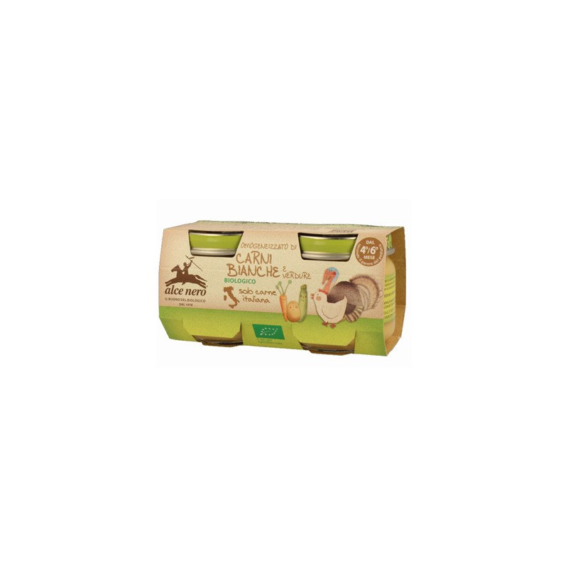 Omogeneizzato Carni Bianche Con Verdure Baby Food Bio Alce Nero 2 X 80 G