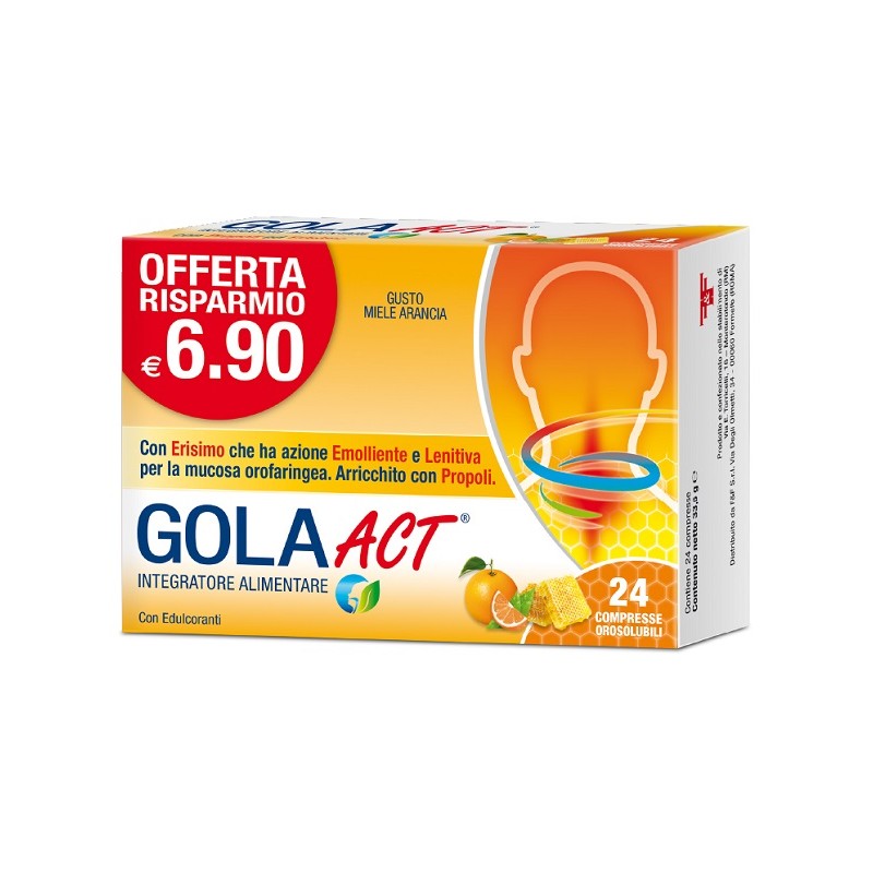 F&f Gola Act Miele Arancia 24 Compresse Solubili 33,6 G