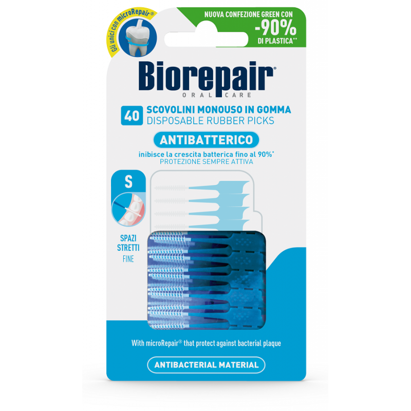 Coswell Biorepair Oral Care Antibatterico Scovolini Monouso In Gomma Spazi Stretti 40 Pezzi