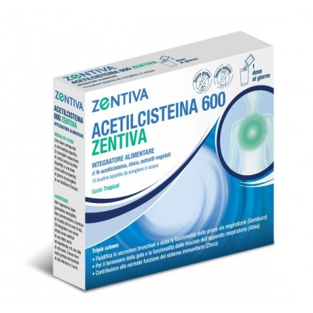 Zentiva Italia Acetilcisteina 600 Zentiva 10 Bustine Bipartite Gusto Tropical