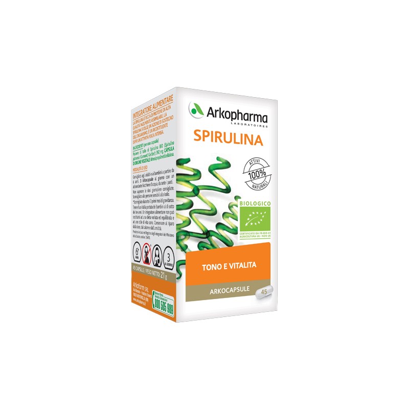 Arkopharma Arkocapsule Spirulina Bio tono e vitalità 45 Capsule