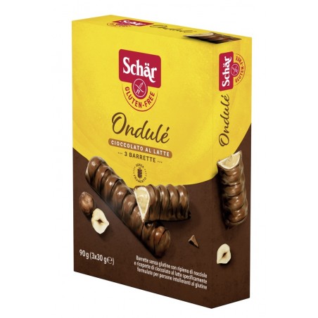 Dr. Schar Schar Ondule' Barrette Con Ripieno Di Nocciole Ricoperte Di Cioccolato Al Latte 3 Porzioni Da 30 G