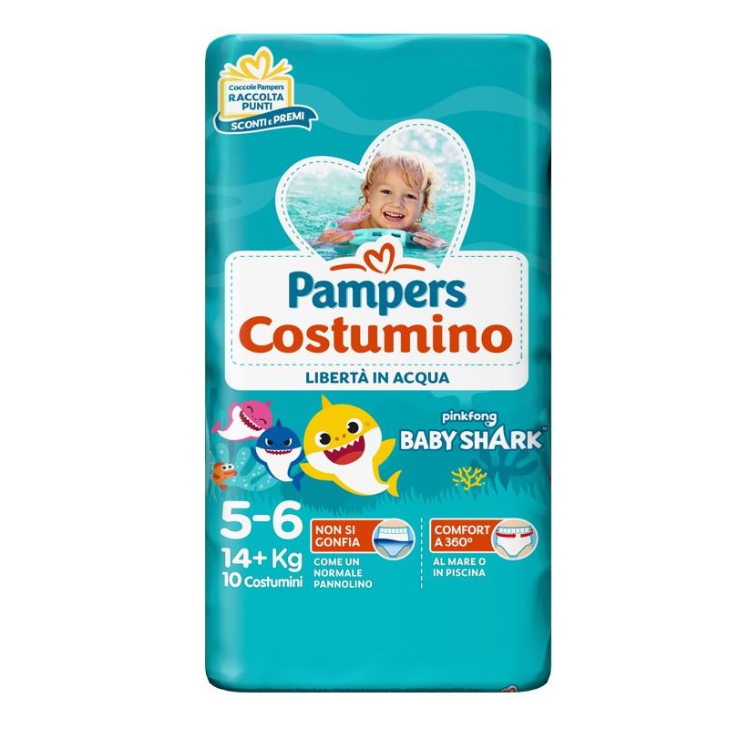 Fater Pampers Costumino Baby Shark Cp S 5-6 10 Pezzi