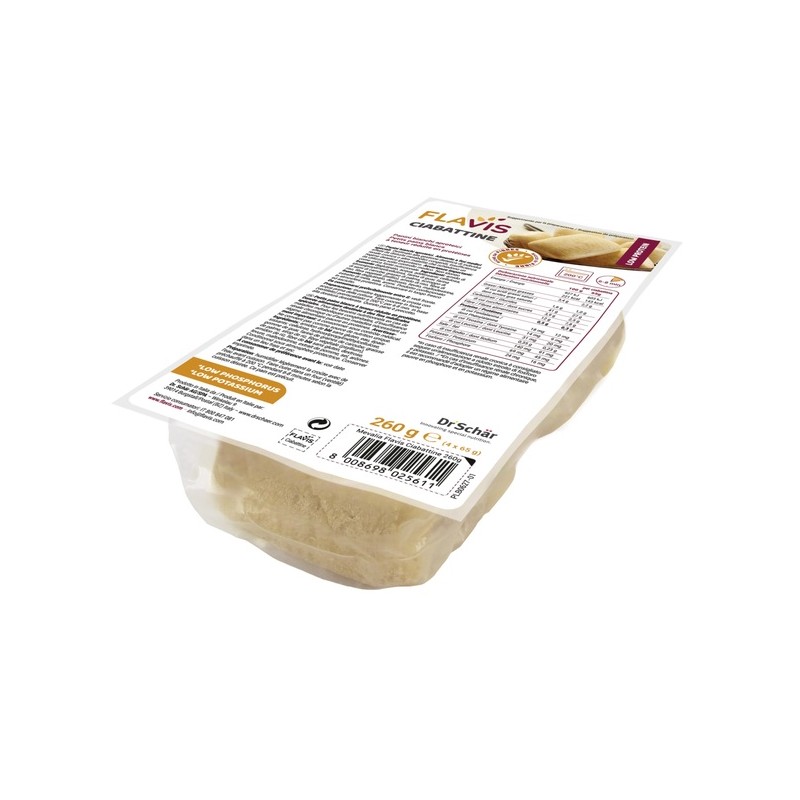 Dr. Schar Flavis Ciabattine Panini Bianchi Aproteici 4 Pezzi Da 65 G