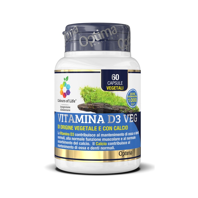 Optima Naturals Colours Of Life Vitamina D3 Veg 60 Capsule 500 Mg