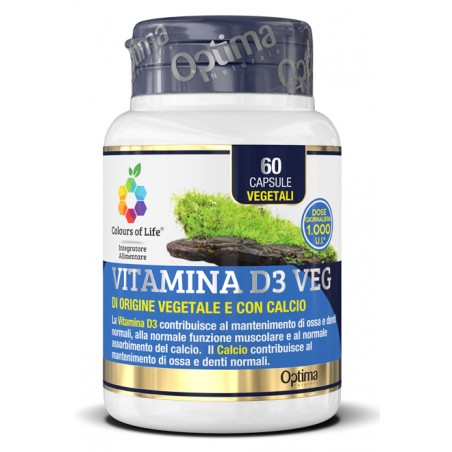 Optima Naturals Colours Of Life Vitamina D3 Veg 60 Capsule 500 Mg