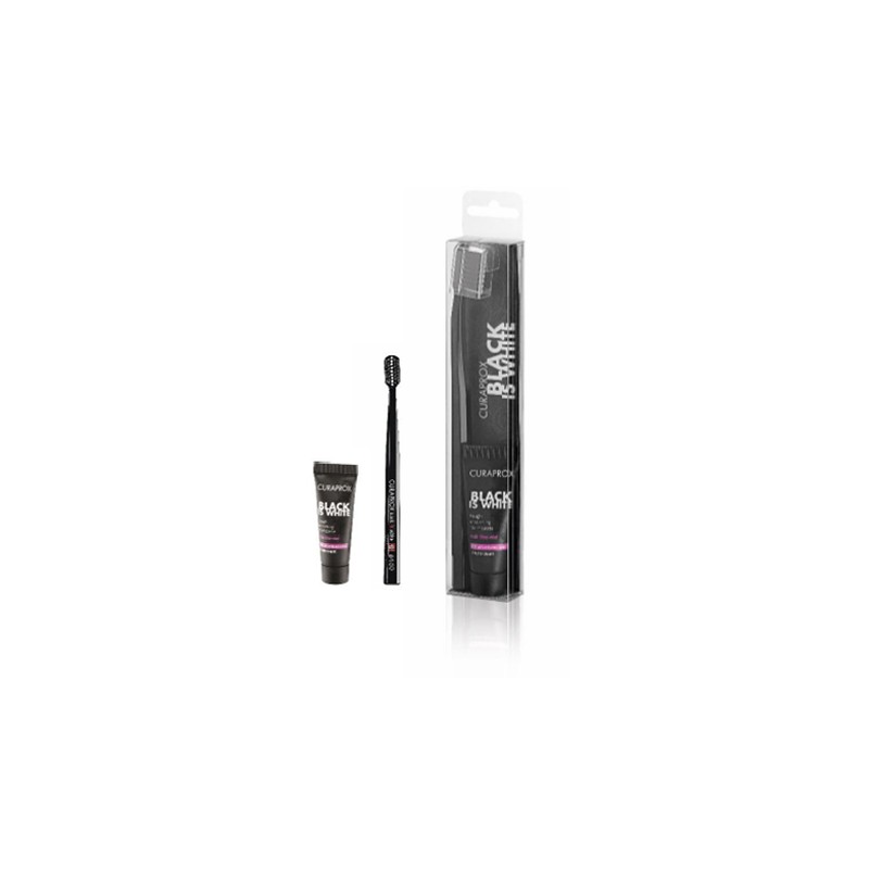 Curaden Ag Curaprox Black Is White Dentifrici Sbiancanti 1 Dentifricio Da 10ml + 1 Spazzolino